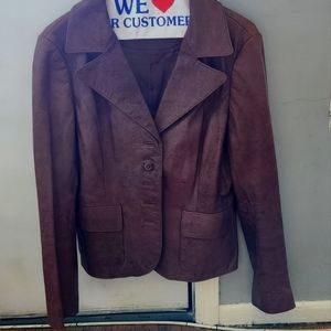 Brown Leather Paisley Blazer Jacket